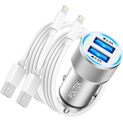 Chargeur Voiture Iphone Avec 2x Câble Lightning[Certifié Apple Mfi],Chargeur Allume Cigare Usb Rapide 2.4a Adaptateur Prise Allume Cigare Usb Chargeur Voiture Pour Iphone 14 13 12[Pro52900732]