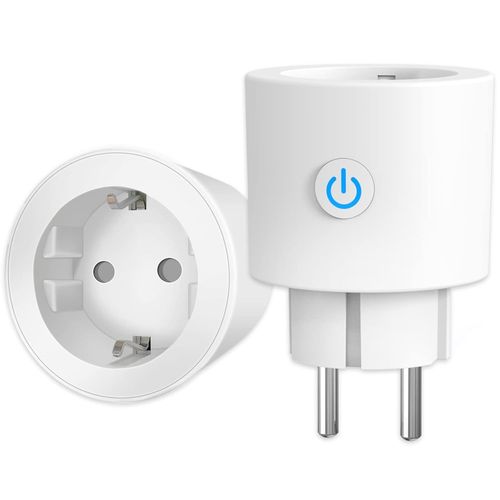 Prise Connectée WiFi 16A,Mesure de Consommation Électrique,Prise Intelligente compatible avec Alexa,Google Home,APP Contrôle,Contrôle Vocal,Horaires et Minuterie,2PCs