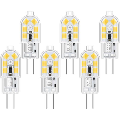 Gothicana By Empg4 Led 2w 12v Ac/Dc Blanc Froid 6000k Pour Hotte Aspirante, 200lm, Équivalent Ampoule Halogène G4 10w 20w, Non Dimmable, Bi-Pin Led G4 12v Pour Lustre/Camping-Car, Lot De 6