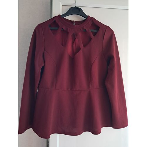 Tunique Neuve Taille 38-40 Bordeaux Découpe Haut