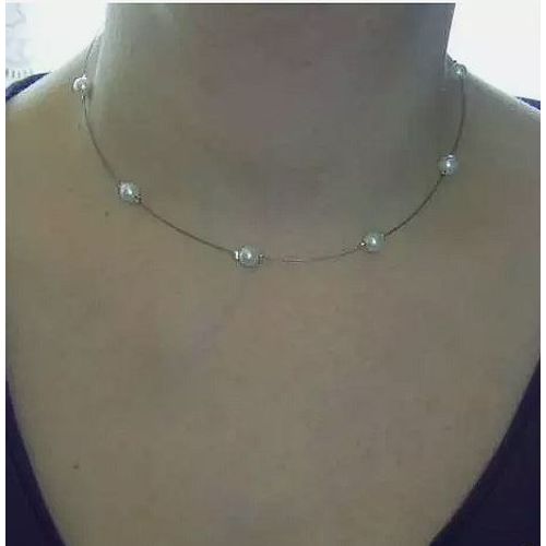Collier Ras Du Cou Perle Nacrée Blanche,Mariage