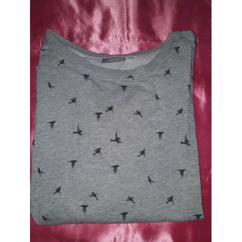Sweat Coton Gris Et Vol D&#39oiseaux