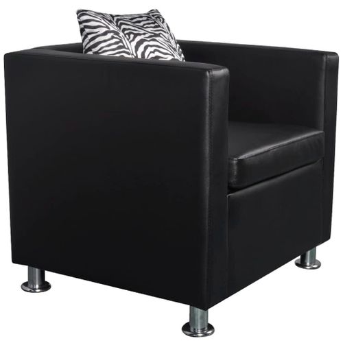 Fauteuil Cube Vidaxl En Similicuir Noir