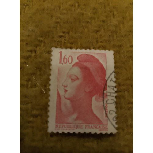 Timbre Oblitéré République Française 1,60 Marianne Rouge.