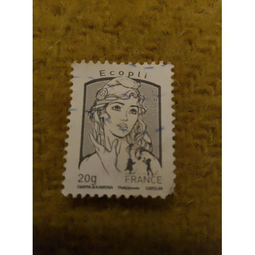 Timbre Oblitéré France Ecopli 20g Marianne Gris.