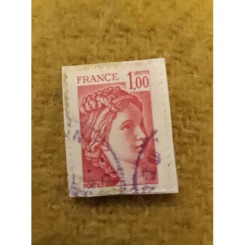 Timbre Oblitéré France 1,00 Marianne Rouge.