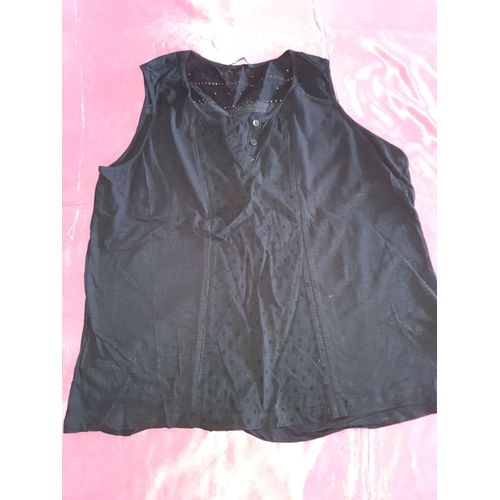 T Shirt Tout Coton Noir Sans Manche