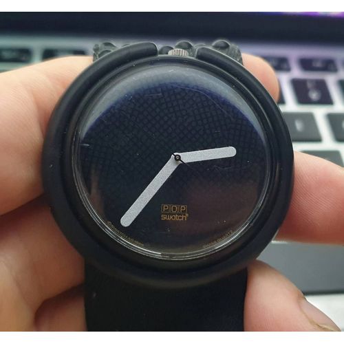 Vintage Swatch Pop Black 40mm Quartz Men'S Watch Uhr Montre