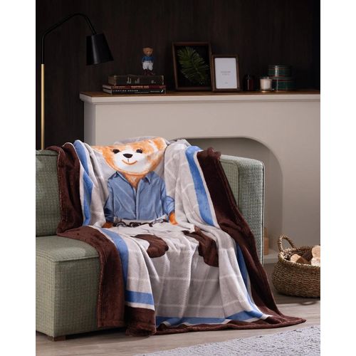 Couverture Tv Imprimée En Polaire Gournay Bear Welsoft - Gris