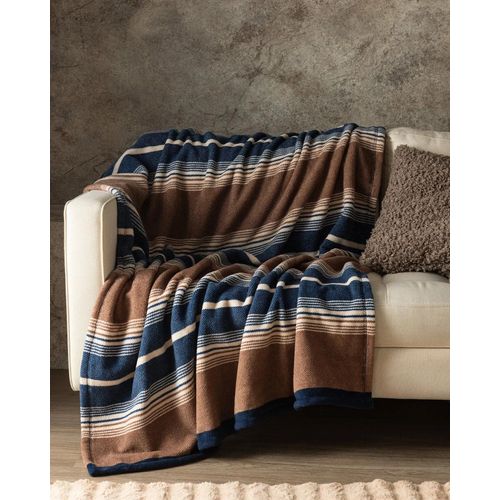 Magne Wellsoft Couverture Tv Imprimée Polaire - Bleu Marine / Café - 130x170 Cm