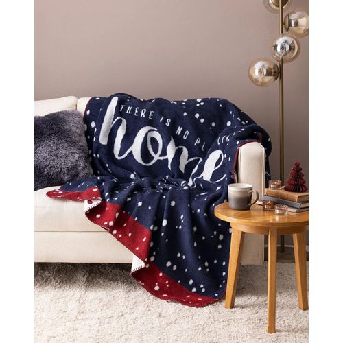 Couverture Tv Vannes En Coton Jacquard - Bleu Marine