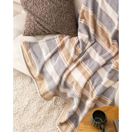 Couverture Tv Imprimée Polaire Arcachon Welsoft - Beige/Gris