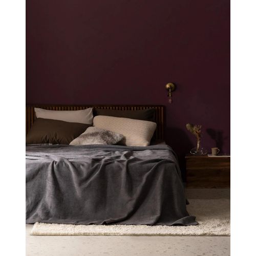 Couverture Double Jacquard En Coton Uni - Anthracite