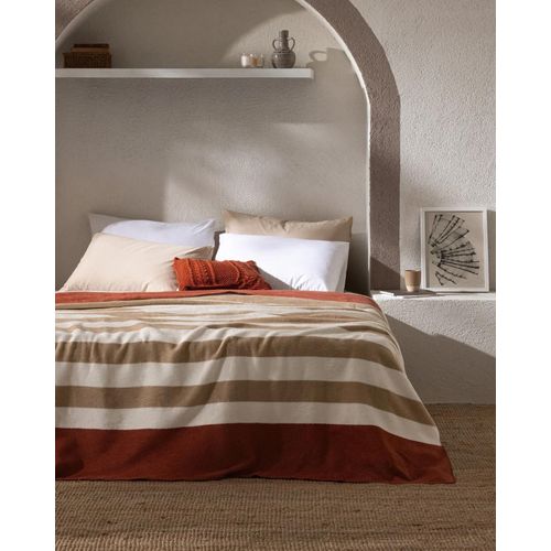 Couverture Double Jacquard En Coton Mounis - Beige