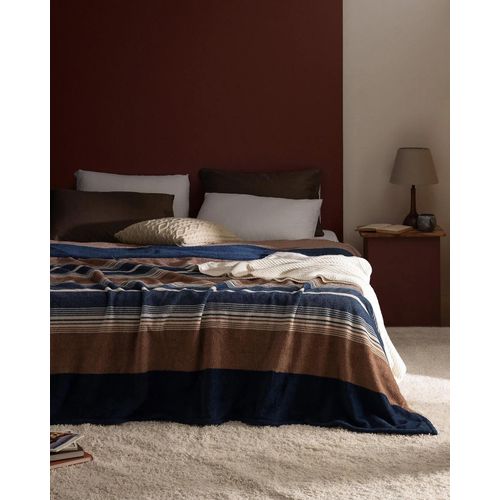 Couverture Imprimée Polaire Magne Double Welsoft - Bleu Marine/Marron