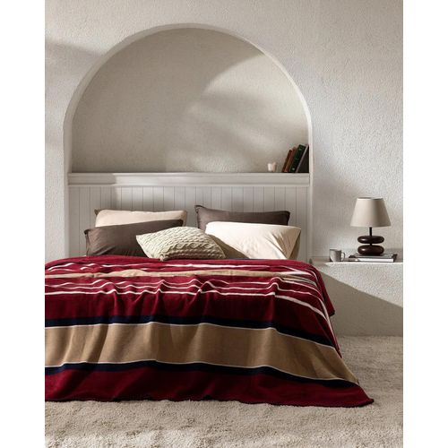 Couverture Double Jacquard En Coton Lozère - Rouge Claret