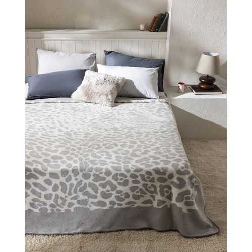 Couverture Jacquard Simple En Coton Léopard - Gris