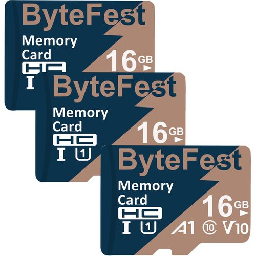 Lot De 3 Cartes Mémoire Microsd 16 Go + 3 Adaptateurs, Uhs-I U1 Tf Card Jusqu'À 80 Mo/S, A1 C10 V10 Fhd Vidéo, Micro Sdhc Pour Caméra De Sport/Surveillance/Dash Cam/Téléphone Portable
