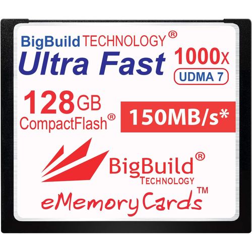 Carte Mémoire Ememorycards 128 Go Ultra Fast 150 Mo/S Compactflash Compatible Avec Canon 10D/20D/30D/40D/50D/1D/1Ds/5Ds/5Ds/7D Mark I/Ii/Iii/Iv, Nikon D, Olympus E, Alpha, Leica S Caméras