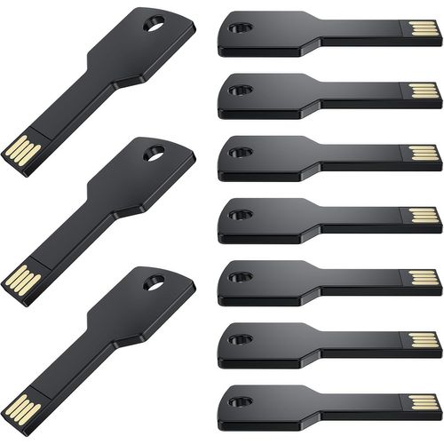 Clé Usb 4Go Forme De Clé 10 Pièces Usb 2.0 Noir Cle Usb Nouveauté Mémoire Stick Étanche Thumb Drive Stockage De Données Externe Pour Cadeau