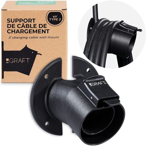 Support Mural De Type 2 Pour Câble | Support Pour Voiture Électrique À Un Connecteur Iec 62196-2 | Accessoire Pour Station De Charge Type 2, Avec Système Antivol Pour Câble Et Chargeur