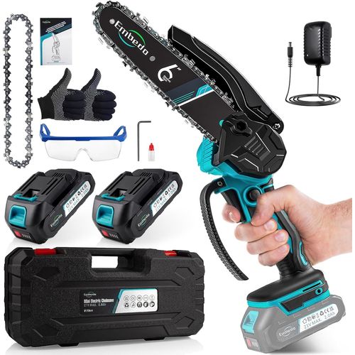 ChenQuanSarl-Mini Tronconneuse A Batterie, 6 Pouces Petite Tronçonneuse Sur Batterie, Tronçonneuse Electrique Sans Fil À Main 2* Batterie Pour La Coupe Du Bois, Les Branches D'Arbres, Jardin, L'Élaga