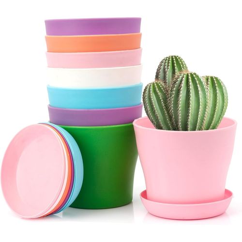 ChenQuanSarl-Pot De Fleur,Cache-Pots De Fleurs,Pot De Fleur Exterieur,Pot Plastique Plante,8Pcs Pot De Fleur Plastique,Petit Pot De Fleur,Pot Rempotage,Pot Semis Plastique,Jardiniere Balcon,Pot Semis