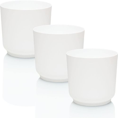 ChenQuanSarl-Sati Pot De Fleur Plastique 3 X 13 Cm - Blanc - Cache Pot Plante Interieur