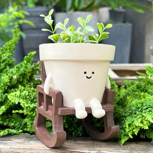 Chenquansarl-Pot De Fleurs En Résine Avec Tête De Smiley Pour Chaîne De Perles Pour Intérieur Ou Extérieur - Idées Cadeaux Pour Maman Noël Avec Trou De Drainage