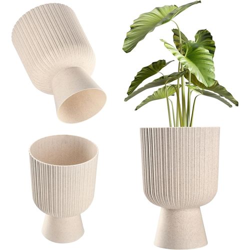 ChenQuanSarl-Pot De Fleurs En Forme De Calice - Plastique, 2 Tailles, 5 Couleurs - Pour Balcon, Terrasse, Rebord De Fenêtre - Cache-Pot (18 Cm, Blanc)