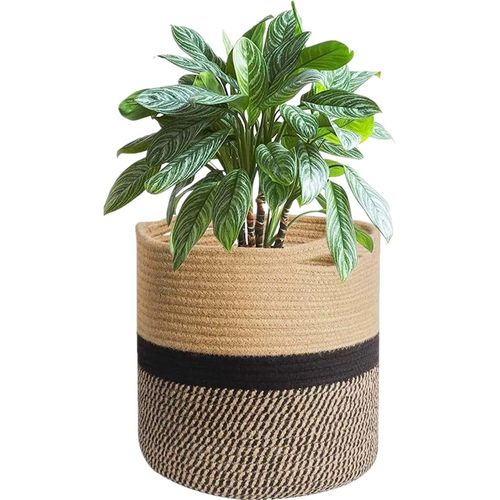 Chenquansarl-Panier À Plantes D'intérieur, Pot De Fleurs Tissé, Cache Pot À Plantes En Corde De Coton, Décoration Intérieure Panier De Rangement Pour Jouets Vêtements Diamètre 20 Cm