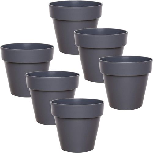 ChenQuanSarl-Ibi Pot De Fleur Plastique 6 X 12 Cm - Anthracite - Cache Pot Plante Interieur