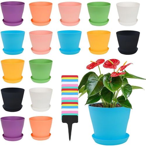 ChenQuanSarl-Pièces Pot De Fleur Plastique, 10Cm Petit Pot De Fleur, Pots De Fleurs Avec Plateaux, Pot Plastique Plante, Cache Pot Plante Interieur Et Exterieur Pour Cactus, Plantes Succulentes, Colo