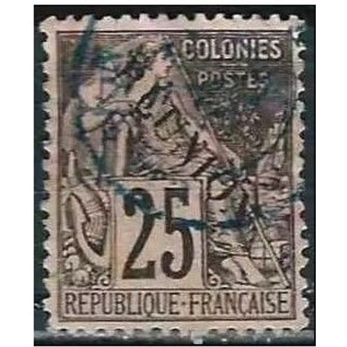 La Réunion, Colonie Française 1891, Beau Timbre Yvert 24, Type Alphée Dubois Colonies Générales, Surchargé "Réunion", 25c. Noir Sur Rose, Oblitéré, Tbe.