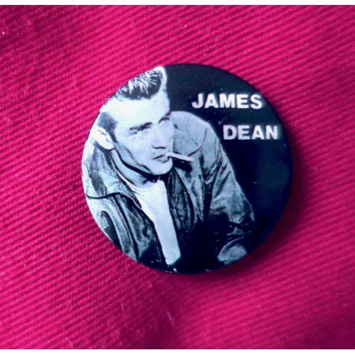 Badge James Dean. Petit Badge : 2,5 Cm De Diamètre. En Noir Et Blanc.