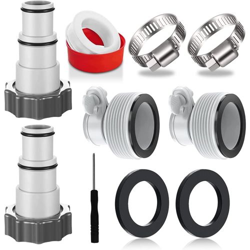 Lot de 4 adaptateurs de piscine - Raccordement pour tuyau de piscine Intex 32 et 38 mm - Adaptateur de tuyau pour pompe