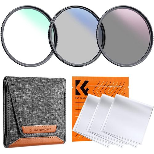 Filtres 58mm UV Polarisant CPL ND4 3 Chiffons de Nettoyage Pochette Sac en Kit pour Objectif Appareil Photo Numérique (Nouvelle Version)