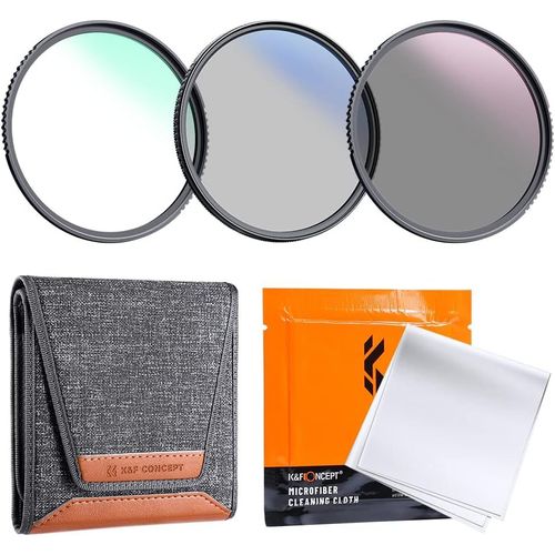 Filtres 82mm UV Polarisant CPL ND4 Chiffon de Nettoyage Sac en Kit pour Objectif Appareil Photo Numérique
