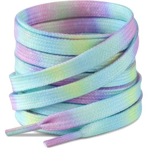 Lacets Plats Tie - Dye [ 2 Paires ] 8mm De Qualité Supérieure Lacets Colorés Pour Chaussures De Sport,Chaussures De Ville