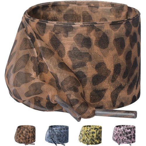 1 Paire Lacets De Chaussures Imprimés Léopard Tendance,4cm De Large Lacets Imprimés Animal En Ruban De Satin,Lacets En Mousseline De Soie Pour Femmes Et Filles