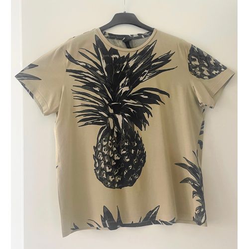 T-Shirt Beige H&M Imprimé Ananas Large Unisexe