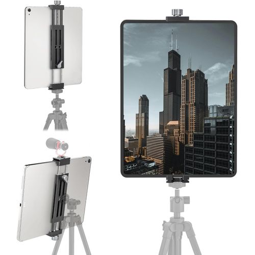 Adaptateur de Trépied pour Tablette,Support de Trépied pour Tablette en Aluminium avec Sabot Froid,2 Fixations Arca-Swiss,3 1/4"" Filetage pour iPad Pro Air,4,7""-14"" Tablettes Smartphones