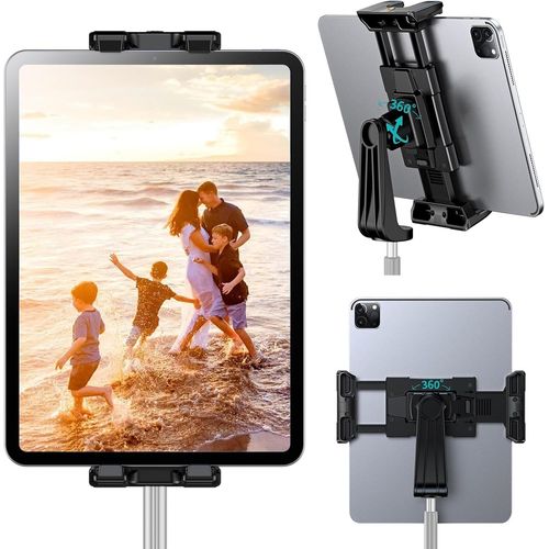 Adaptateur de Trépied pour iPad et Téléphone avec tête Sphérique,Adaptateur de Montage de Trépied avec Une Vis 1/4"",Support Rotatif à 360° Pince Trepied pour iPad et Tablette de 5-13 Pouces