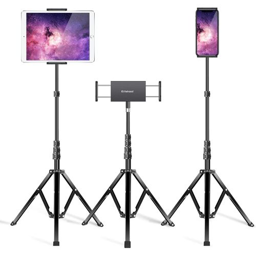Support trépied en aluminium pour tablette - Hauteur réglable jusqu'à 65"" - Pour iPad Pro,Air,Mini et tablettes de 4,7 à 13