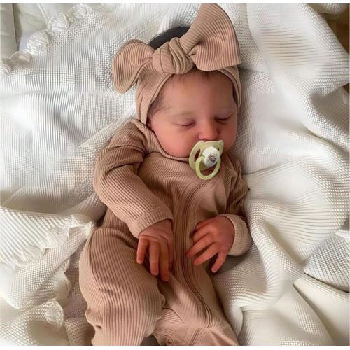 Poupée Reborn Fille Endormie Tout Petit Bébé Nouveau-né Dormant Réaliste 50cm