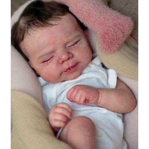 Poupée Reborn Nouveau-né Fille Yeux Fermés Tout Petit Bébé Réaliste Vinyle 50cm
