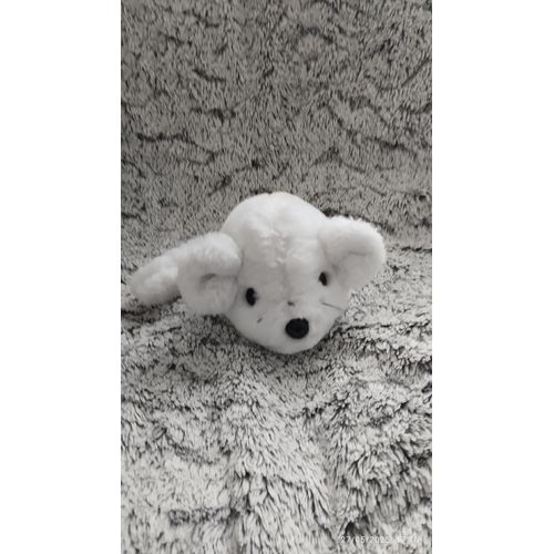 peluche doudou souris blanche boule