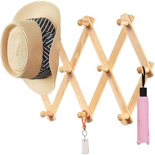 Cintre rétractable Porte manteau mural Extensible en Bois 10 Peg Pinces à Linge Vertical Wallmount Manteau Hat Chiffon Rack de Stockage