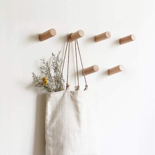 porte manteau mural bois,patères portemanteaux pour entrée,crochet mural a visser,patere enfant,crochet chapeau (Hêtre de 10 Cm-8P)