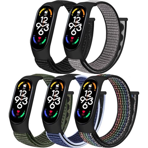 5 Pièces Bracelet Compatible Avec Xiaomi Mi Band 7/Mi Band 6/Mi Band 5/Mi Band 4/Mi Band 3/Amazfit Band 5, Bracelet De Remplacement En Nylon Pour Xiaomi Mi Band 5, Femmes Hommes[Con5302736]